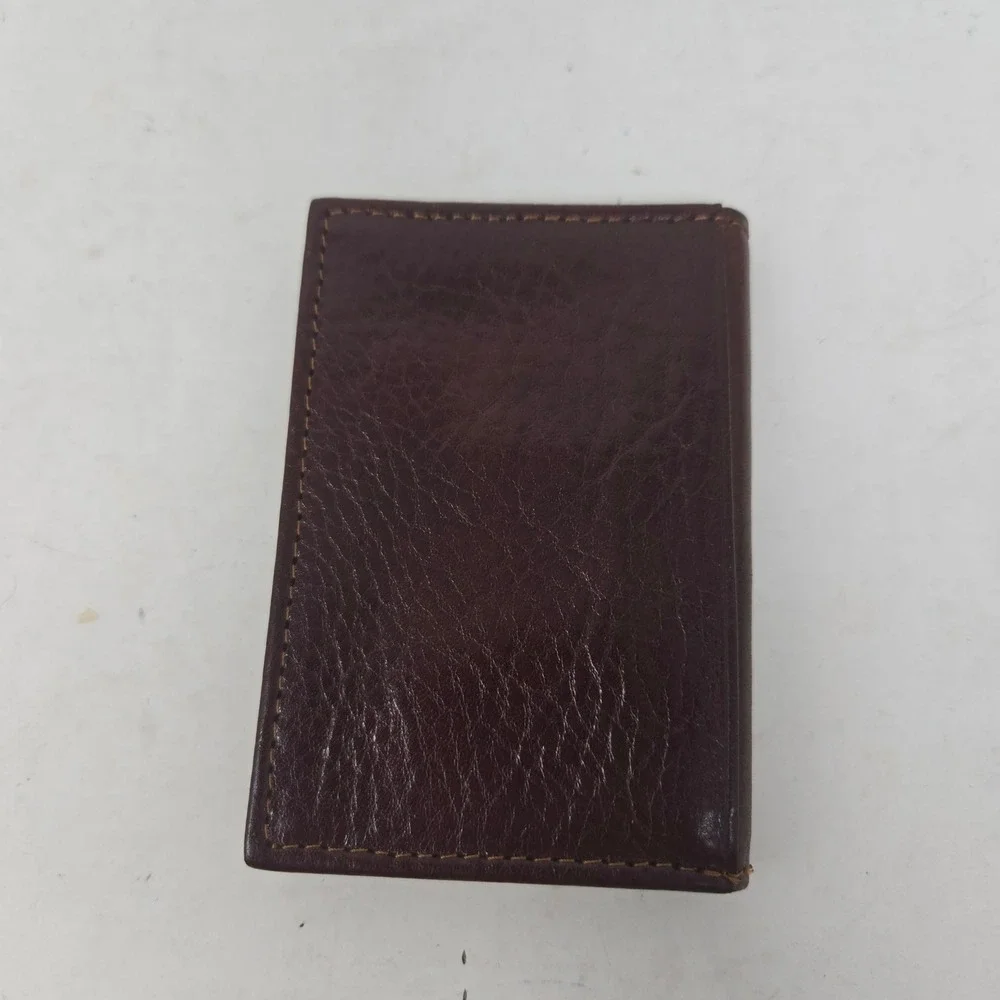 Tasso Elba Mens Brown Genuine Leather Bifold Wallet ID Window Card Holder